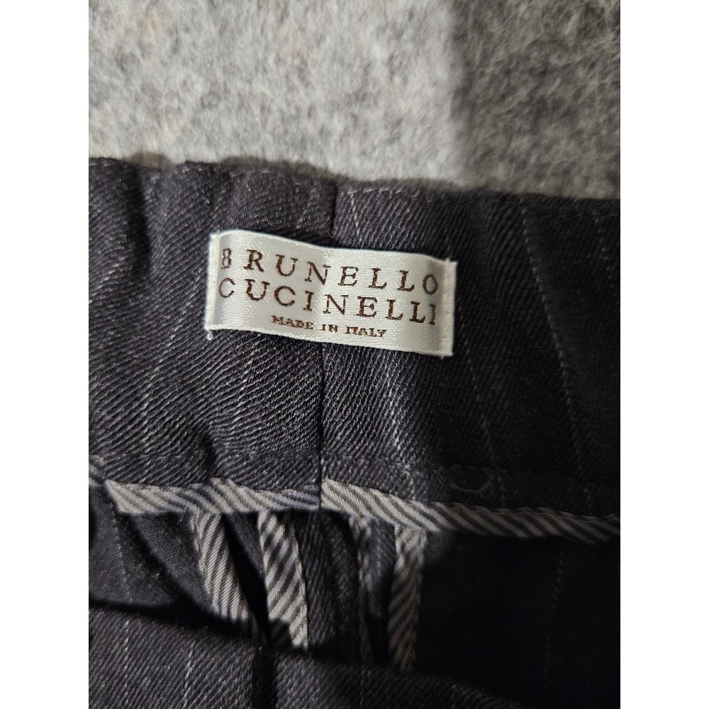 Brunello Cucinelli Trousers Women 4 Gray Pinstripe Wool Blend Italy - Picture 9 of 12
